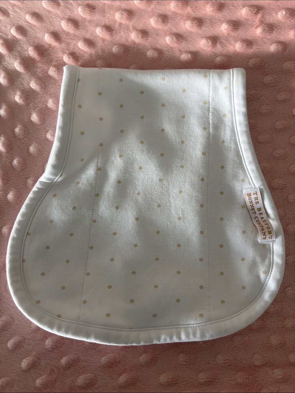 White and Gold Dot Baby Burp Bib - Soft Pima Cotton